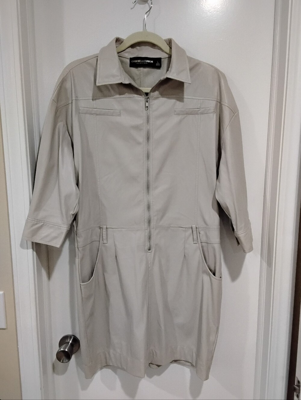 Gabrielle Union Faux Leather Shirt Dress